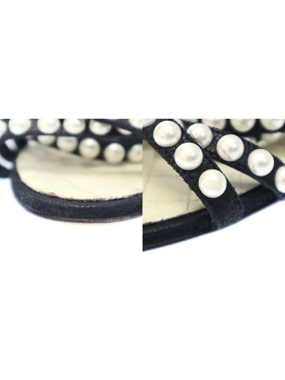 Chanel Multi-Strap Quilted Pearl Sandals Black 37 1 2 - Picture 10 of 10